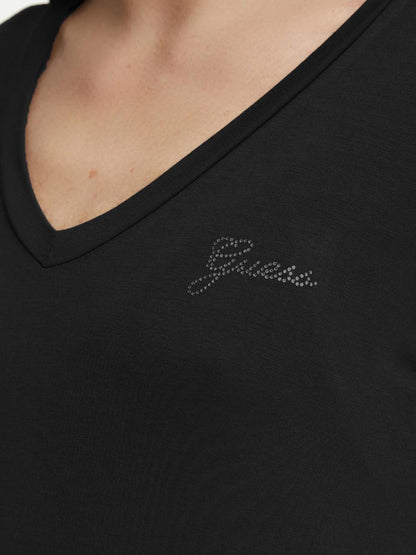 NEW LS VN MINI LOGO TEE Guess T-shirt Donna W6bi56 K6890 Nero