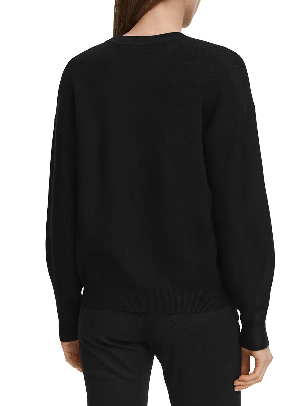 LS CN EVELYN TRIANGLE LOGO SWT Guess Maglia Donna W6br52 Z1453 Nero
