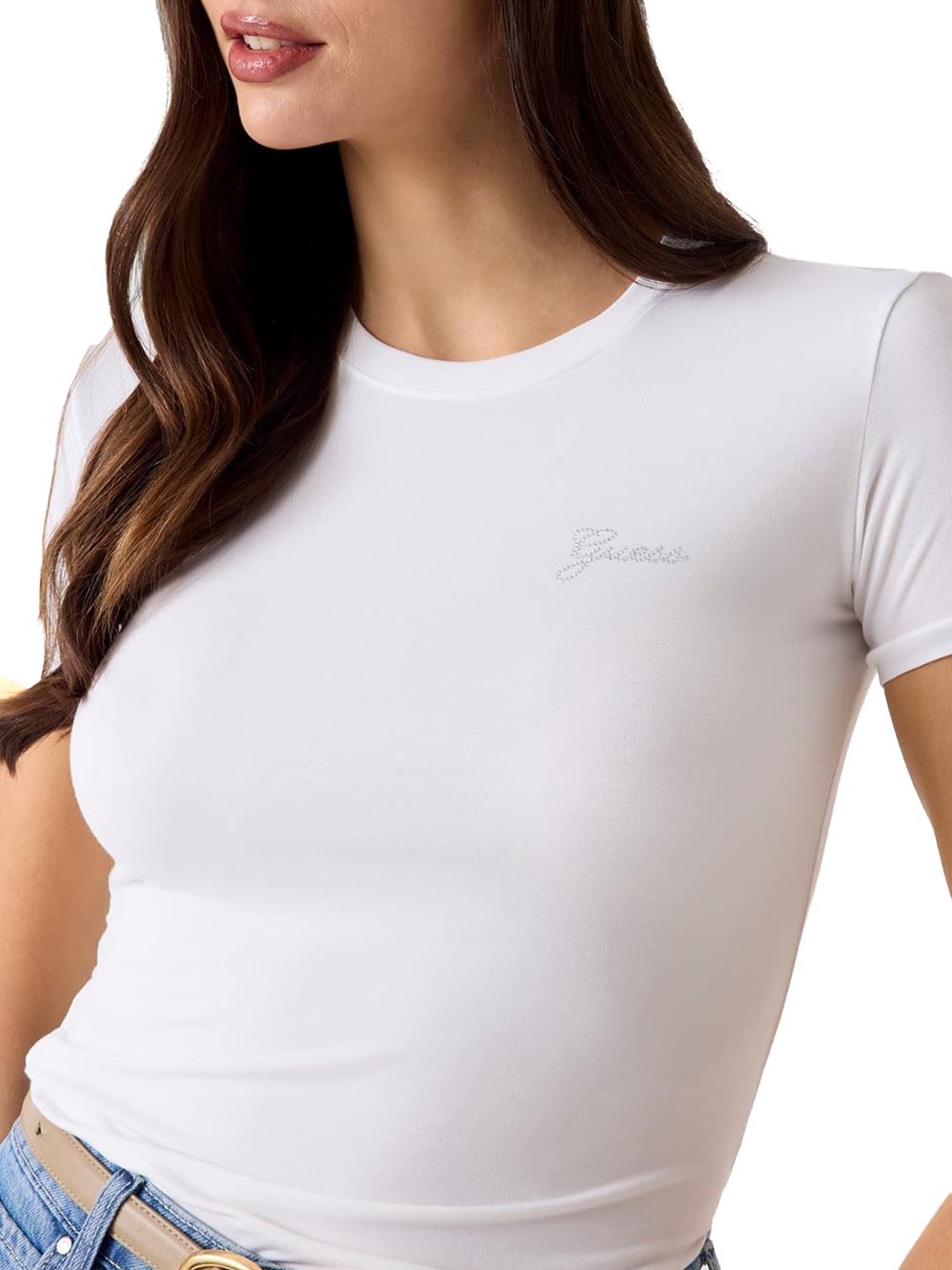 NEW SS CN MINI LOGO TEE Guess T-shirt Donna W6yi12 K3751 Bianco