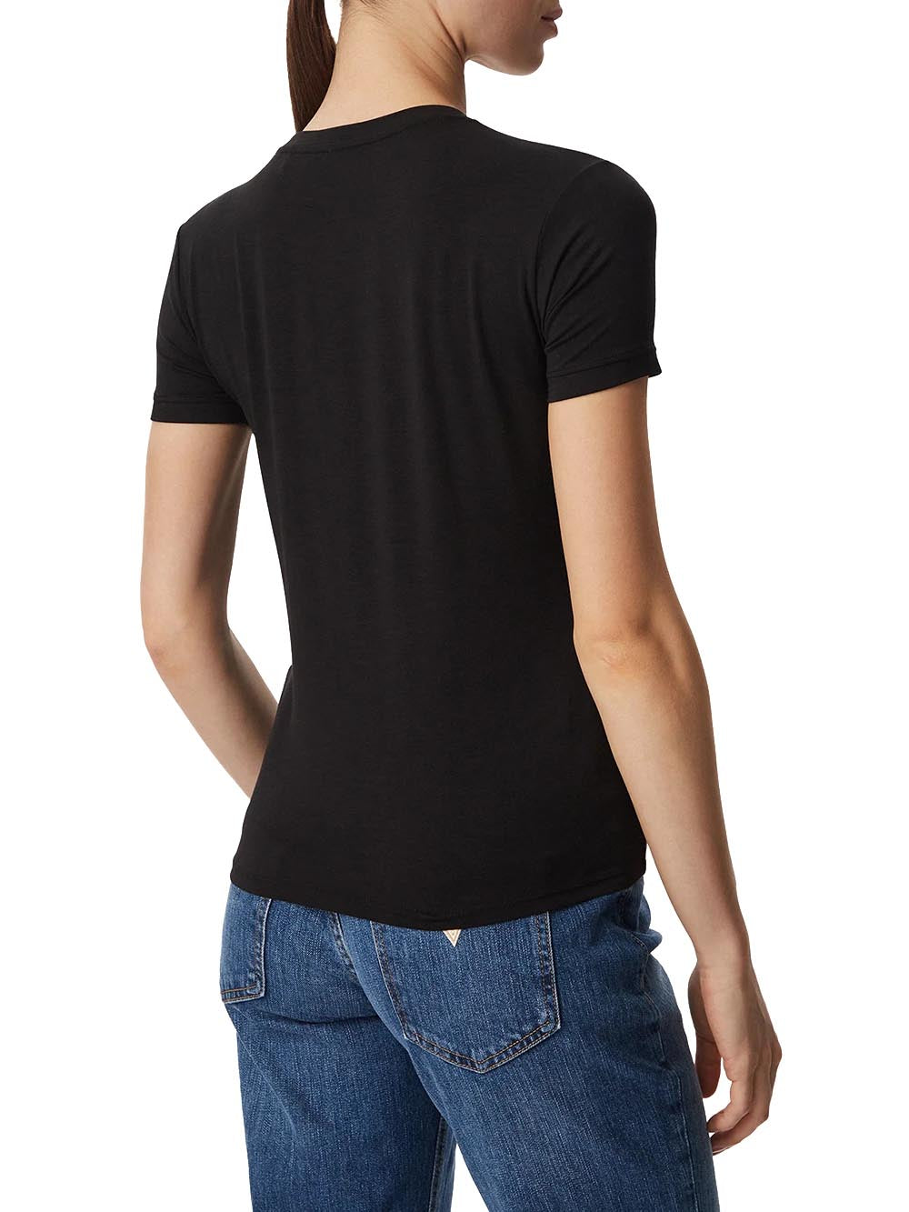 NEW SS CN MINI LOGO TEE Guess T-shirt Donna W6yi12 K3751 Nero