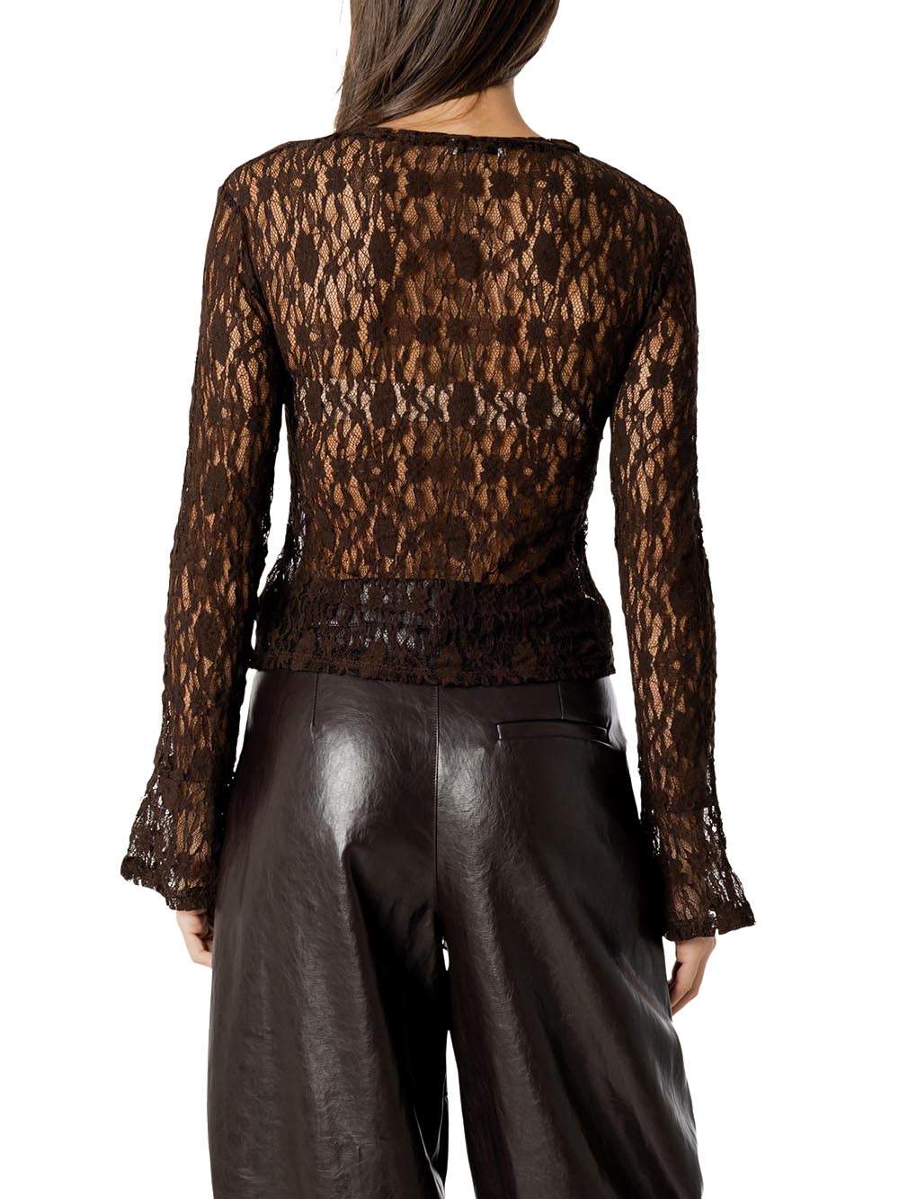 pizzo con manica svasata I AM T-shirt Donna 26615 Moro