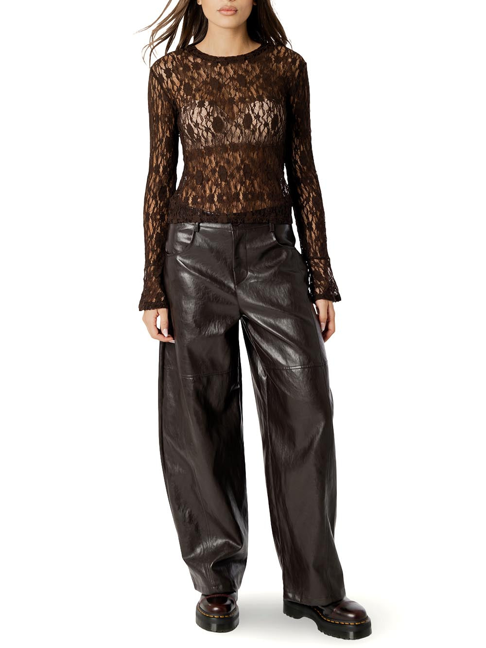 pizzo con manica svasata I AM T-shirt Donna 26615 Moro