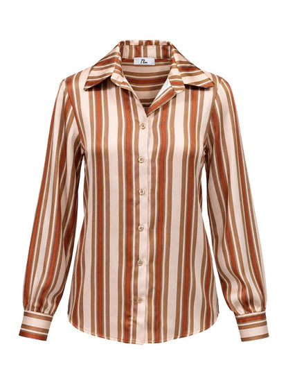 righe I AM Camicia Donna 26628 Beige