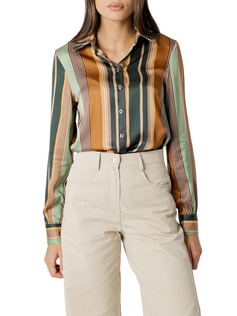 righe I AM Camicia Donna 26628 Verde