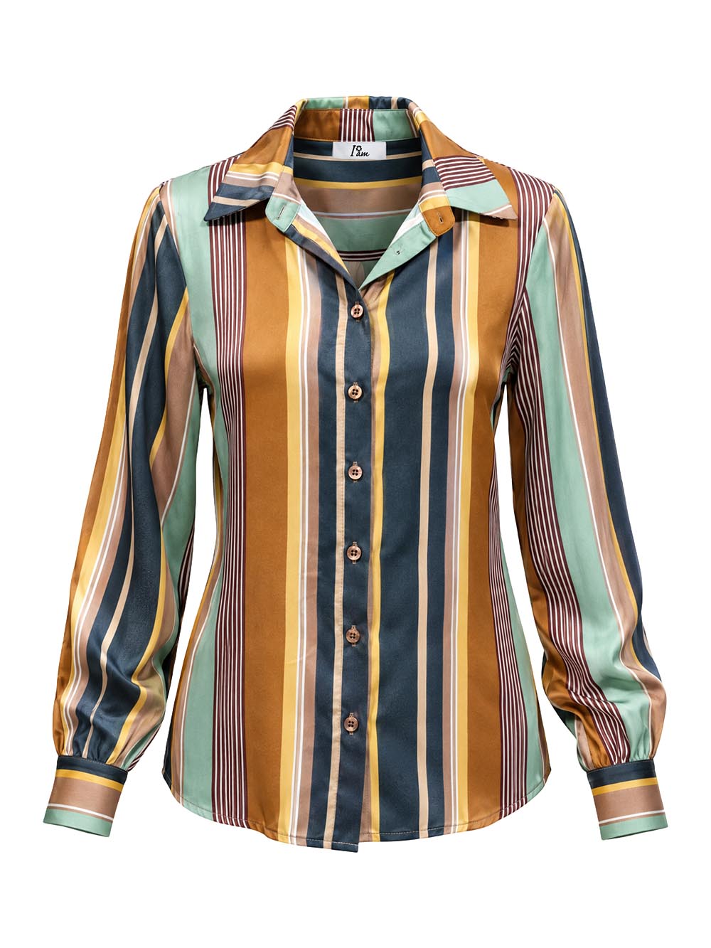 righe I AM Camicia Donna 26628 Verde