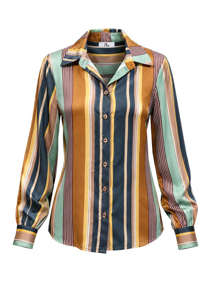 righe I AM Camicia Donna 26628 Verde