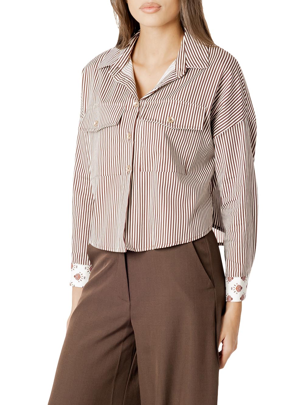 righe con tasche I AM Camicia Donna H696 Moro