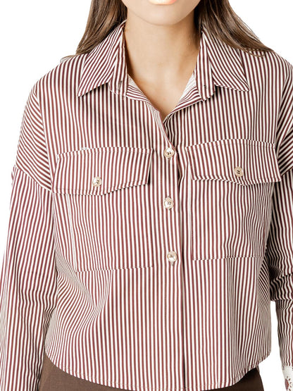 righe con tasche I AM Camicia Donna H696 Moro