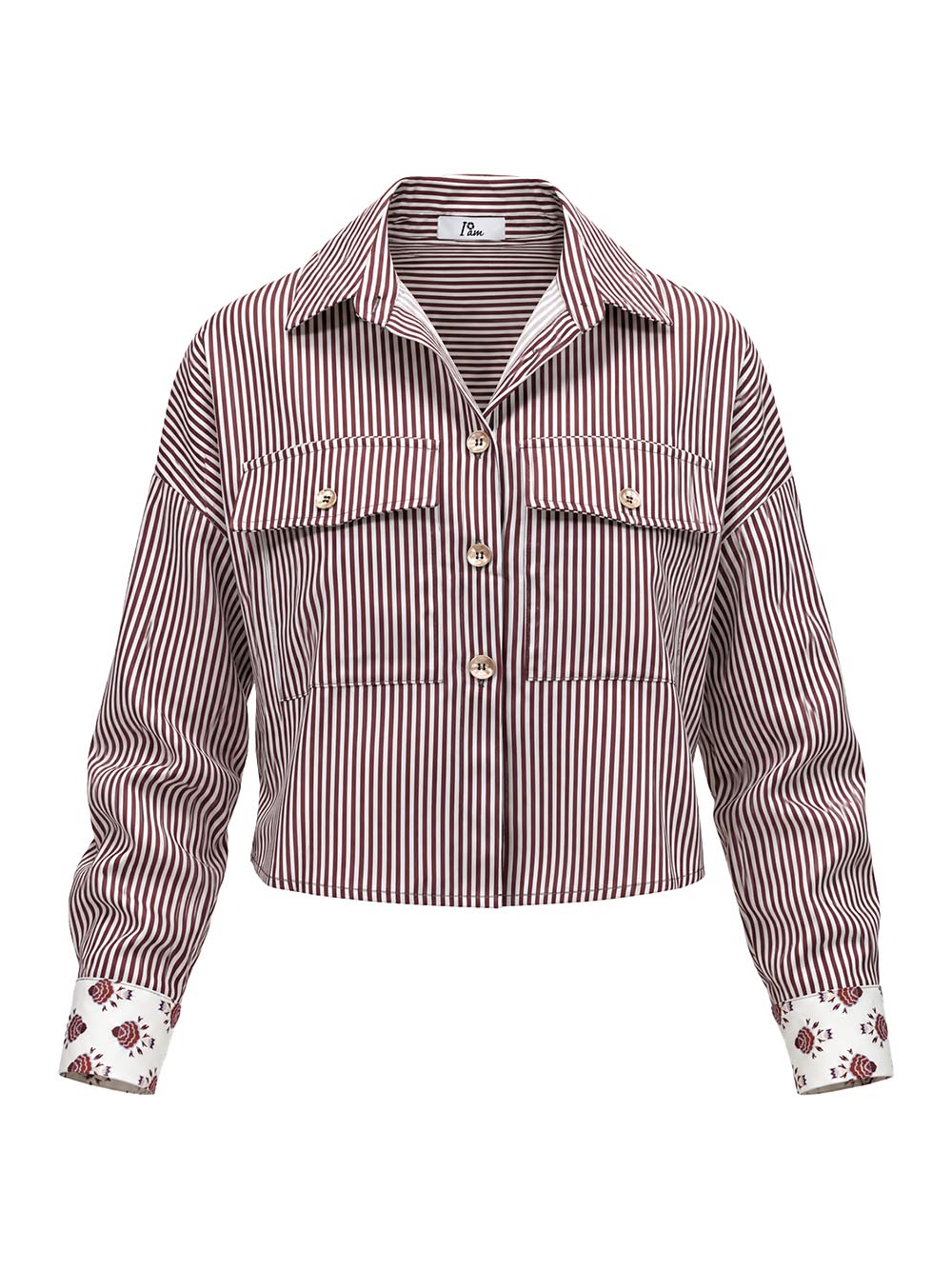 righe con tasche I AM Camicia Donna H696 Moro