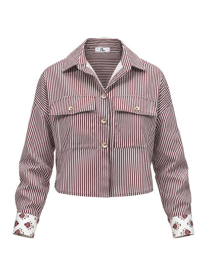 righe con tasche I AM Camicia Donna H696 Moro