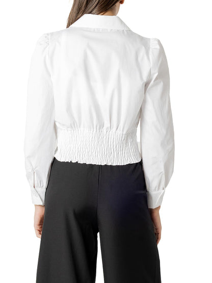 cropped con fiocco spilla I AM Camicia Donna L020 Bianco