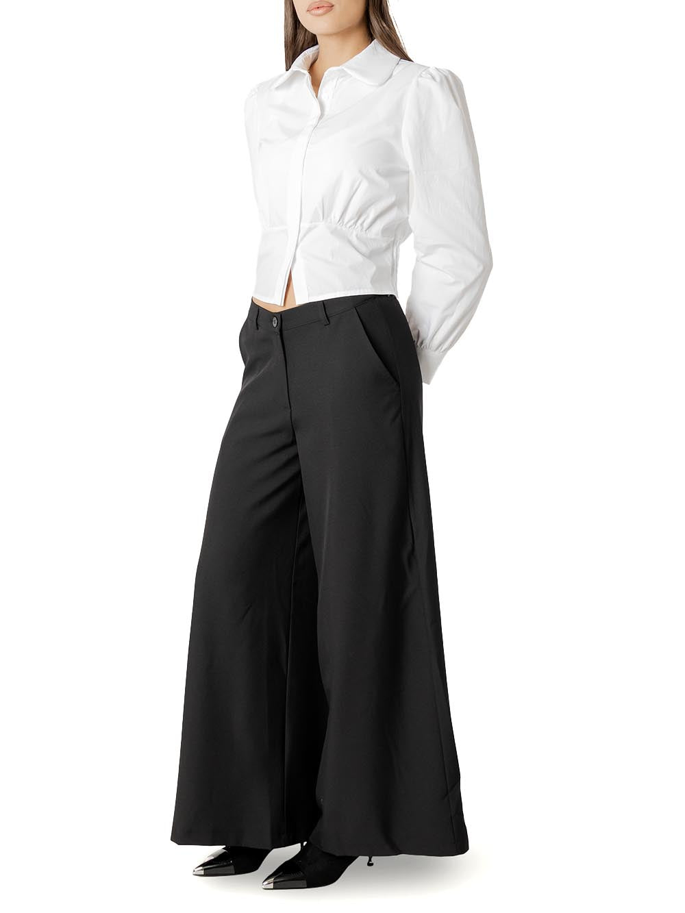 cropped con fiocco spilla I AM Camicia Donna L020 Bianco
