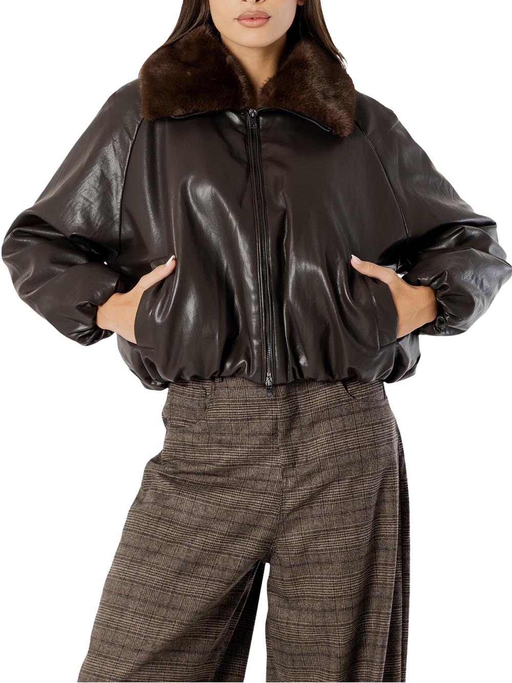 bomber con pelliccia collo staccabile I AM Giubbino Donna Sli6gb026248d Moro