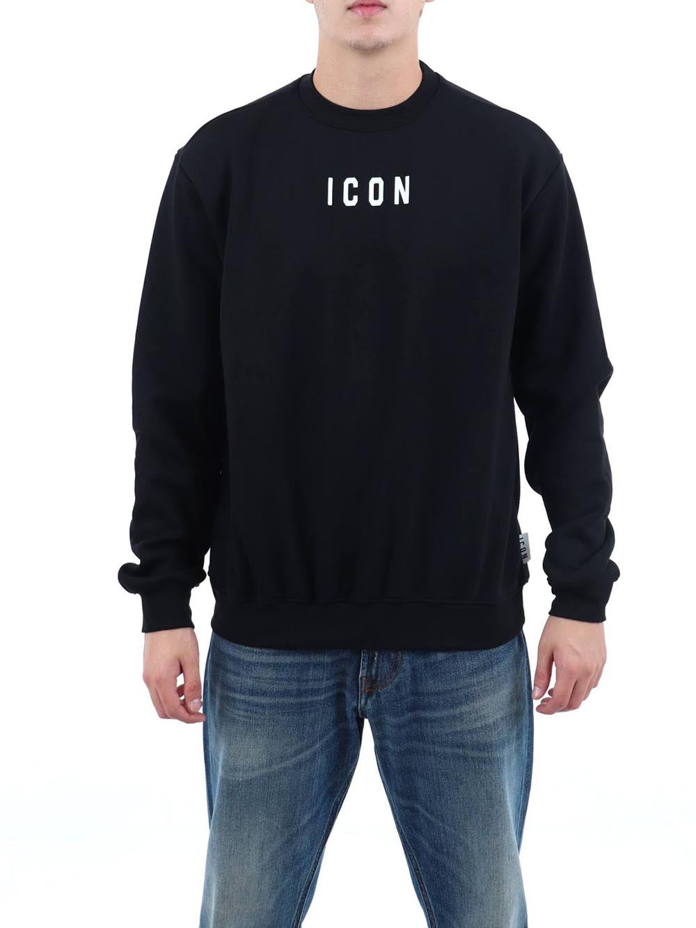 girocollo logo grande su dt ICON Felpa Uomo Iuf002c Nero