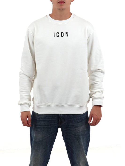 girocollo logo grande su dt ICON Felpa Uomo Iuf002c Bianco