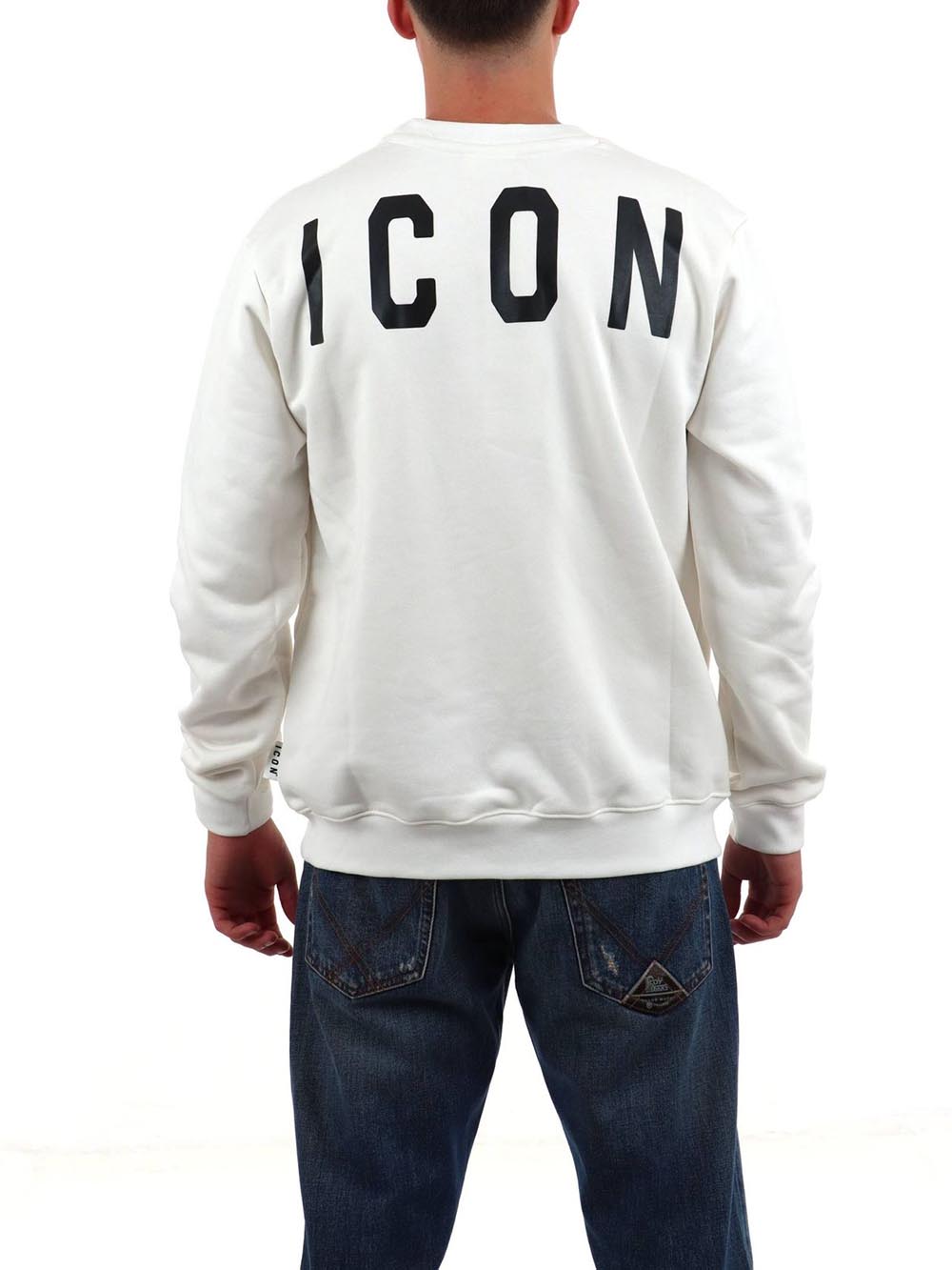 girocollo logo grande su dt ICON Felpa Uomo Iuf002c Bianco