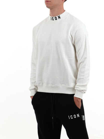 girocollo c/ricamo su collo ICON Felpa Uomo Iuf076 Bianco