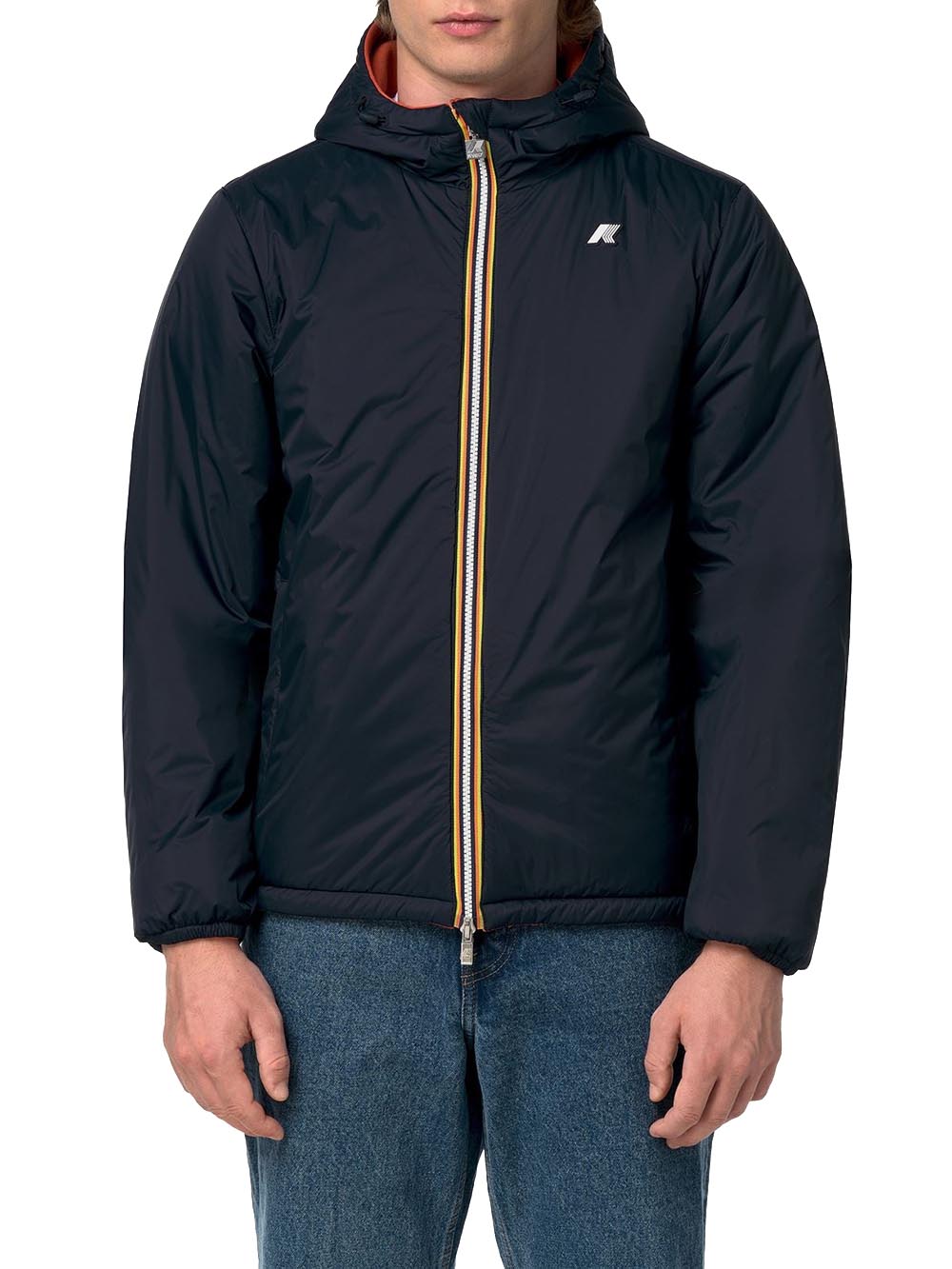 JACK SPACER NYLON DOUBLE K-Way Giubbino Uomo K8142yw Arancione/Blu