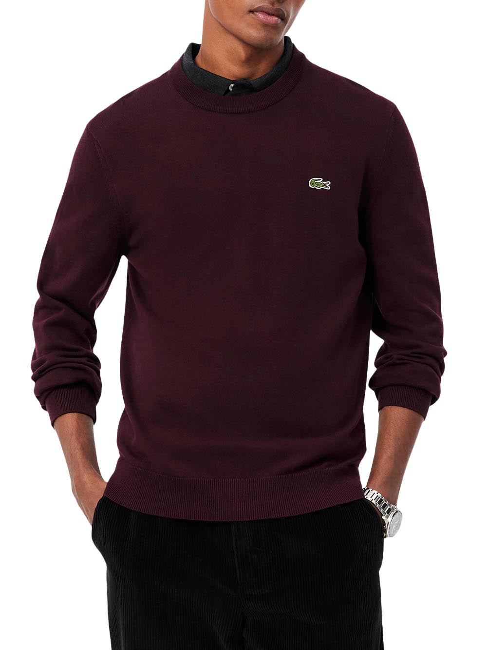 Lacoste Pullover Uomo Ah3225 Bordeaux