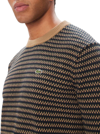 Lacoste Pullover Uomo Ah8569 Beige/blu/verde
