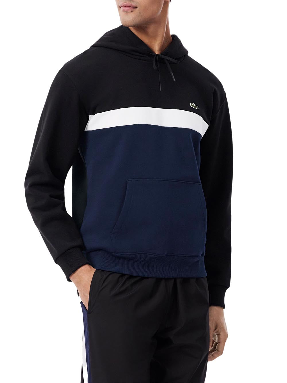Lacoste Felpa Uomo Sh9798 Nero/Bianco/Blu