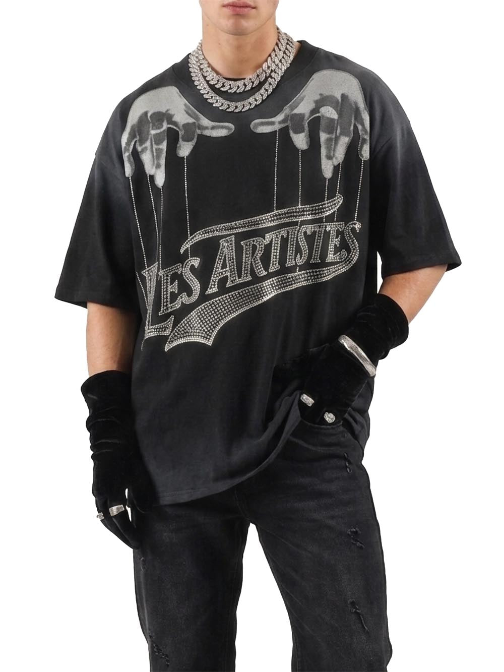tee boxy fit hands Les Artists T-shirt Uomo 27sslats1125-121 Nero