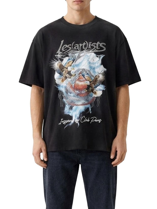 tee boxy fit eagles Les Artists T-shirt Uomo 27sslats1134-121 Nero