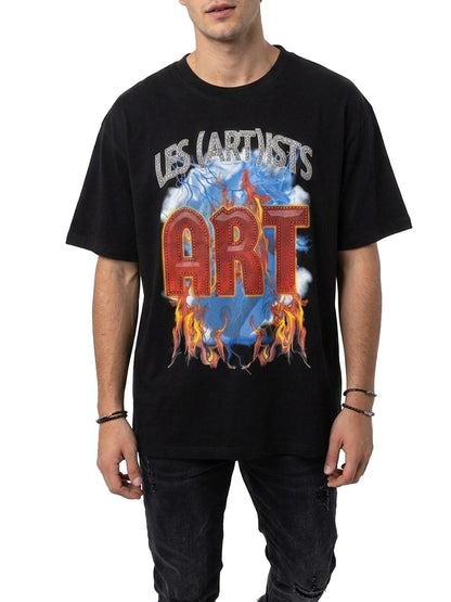 tee boxy fit dice flame Les Artists T-shirt Uomo 27sslats1138-121 Nero