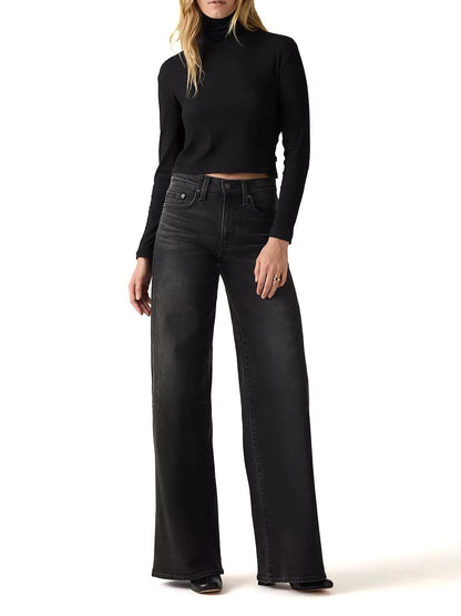 728 HR WIDE LEG EGRET CORDUROY Levi's Jeans Donna 0039b Nero