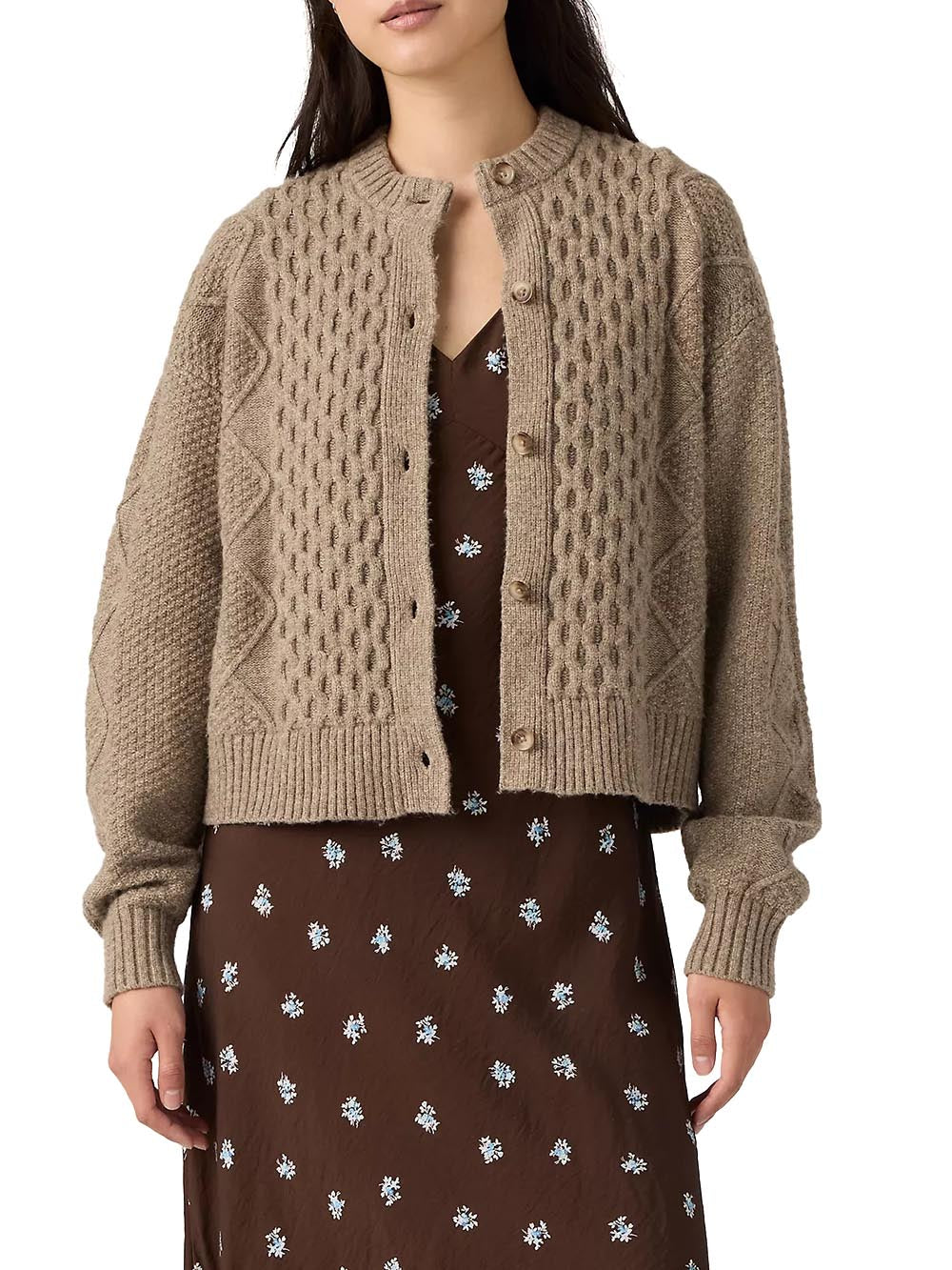 CHARLOTTE CREWNECK CARDIGAN MUSHROOM HEA Levi's Felpa Donna 007vg Beige scuro