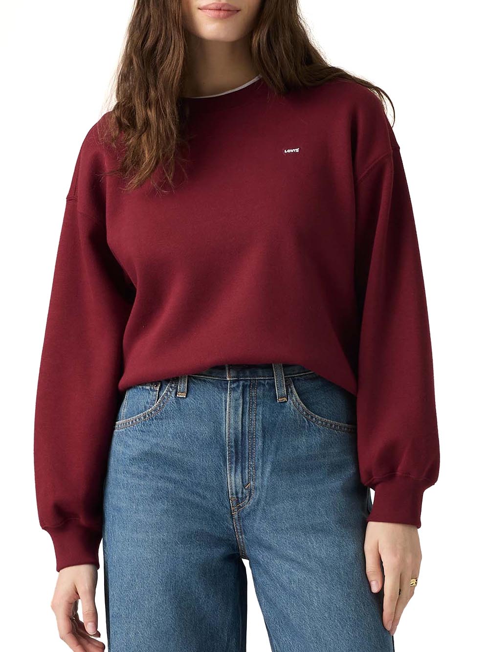 EVERYDAY CREWNECK SWEATSHIRT OATMEAL HEA Levi's Felpa Donna 0082j Bordeaux