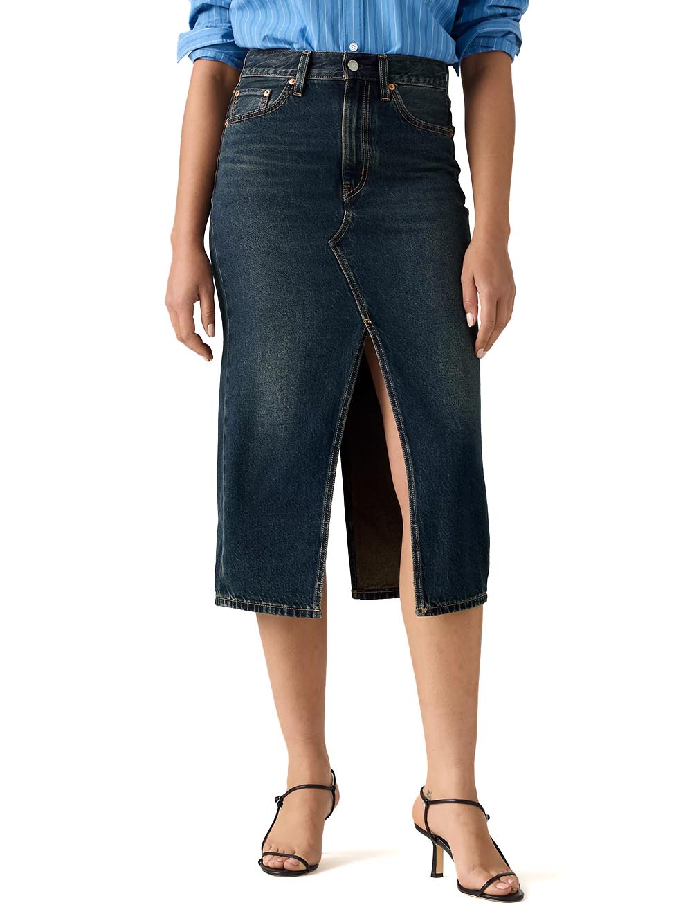DECON SLIT MIDI SKIRT HIGH VIBRATION SKI Levi's Gonna Donna 008af Scuro