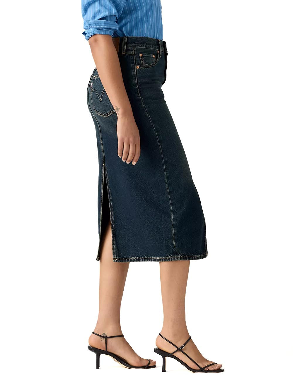DECON SLIT MIDI SKIRT HIGH VIBRATION SKI Levi's Gonna Donna 008af Scuro