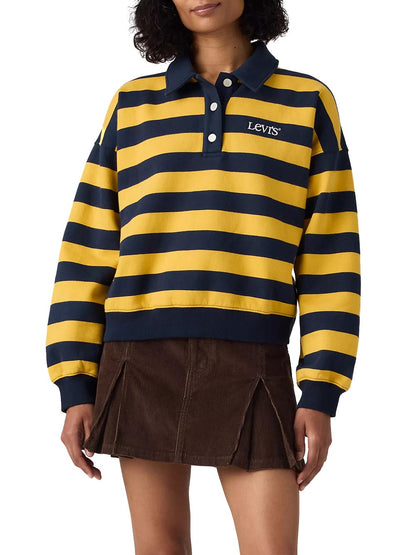 GR VINTAGE RUGBY FLEECE STRIPE RUGBY ARC Levi's Felpa Donna 008sx Blu/giallo