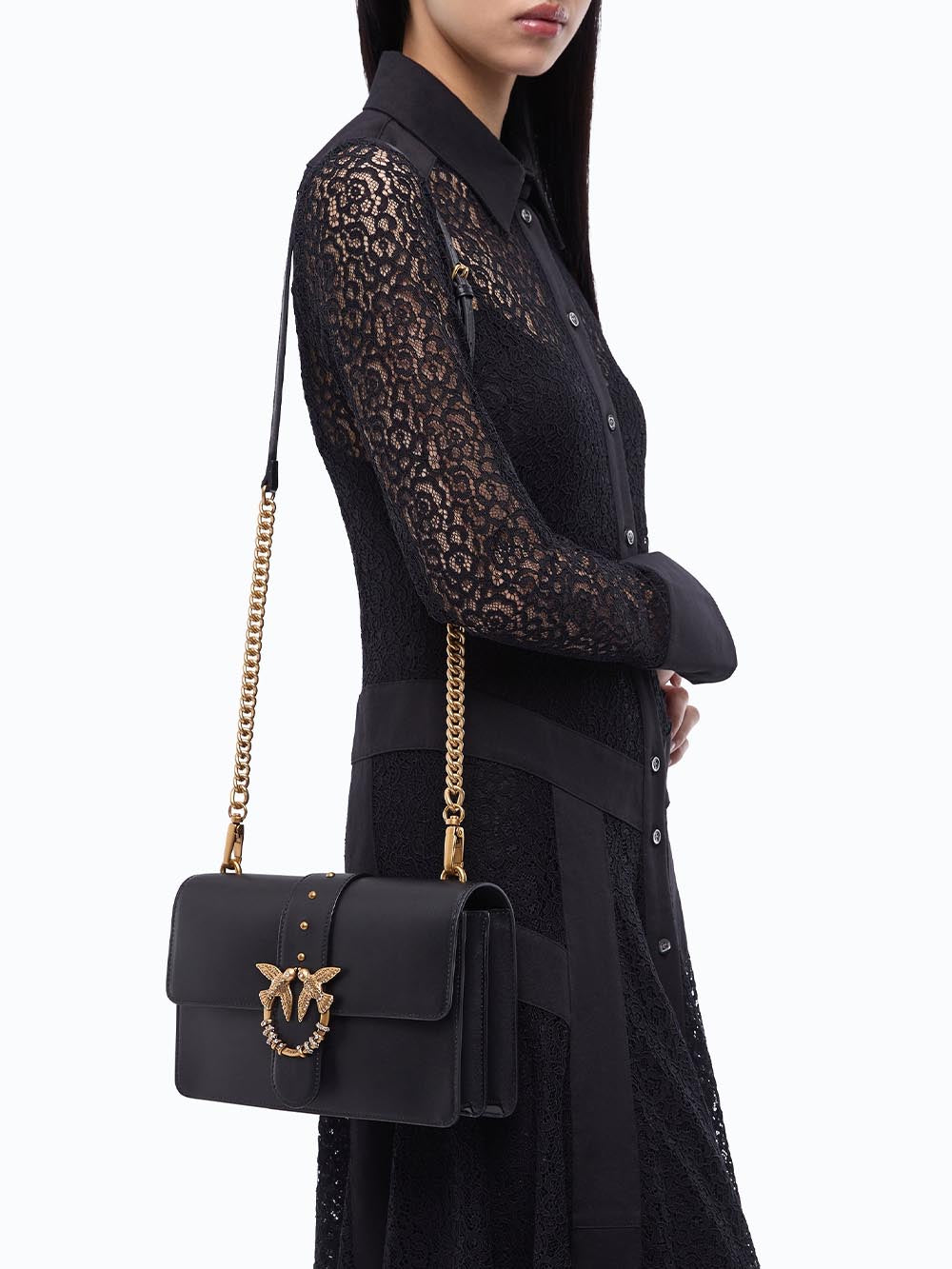 ove one classic new buckle Pinko Borsa Tracolla Donna 107070 A0f1 Nero oro