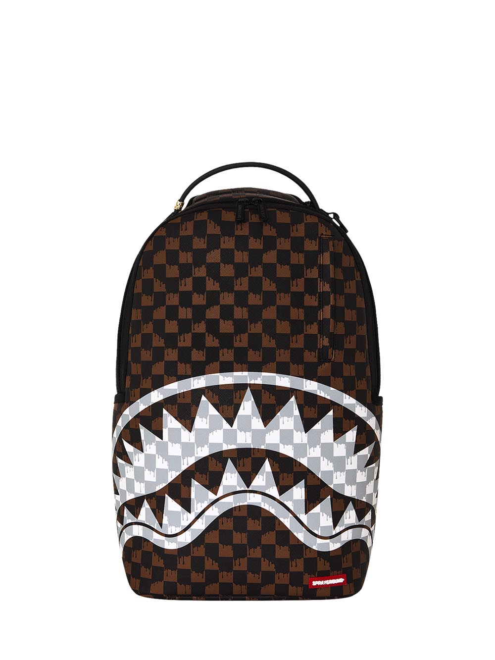 brown and cream drip check shark backpack Sprayground Zaino Unisex 910b8552nsz Marrone