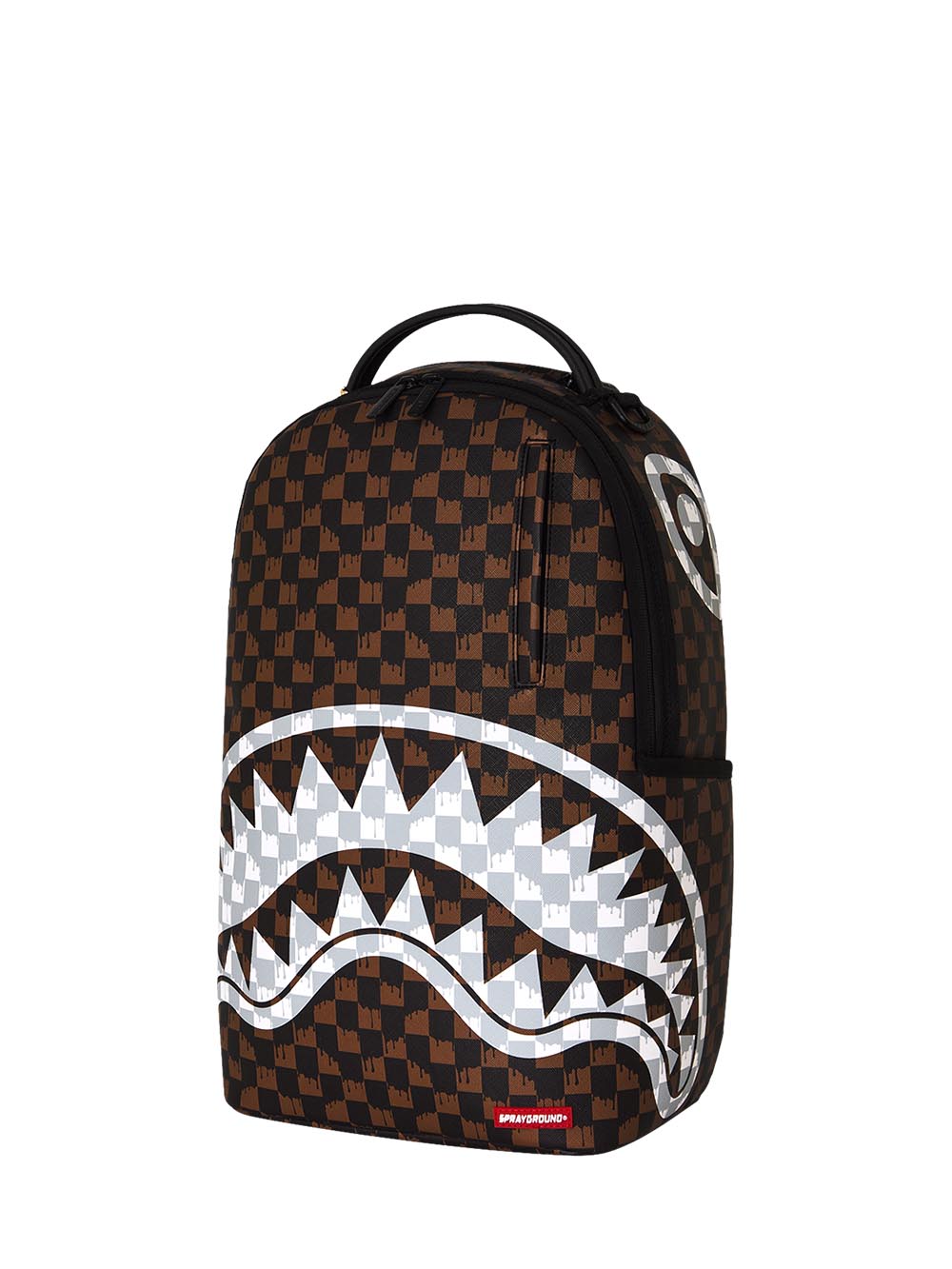 brown and cream drip check shark backpack Sprayground Zaino Unisex 910b8552nsz Marrone