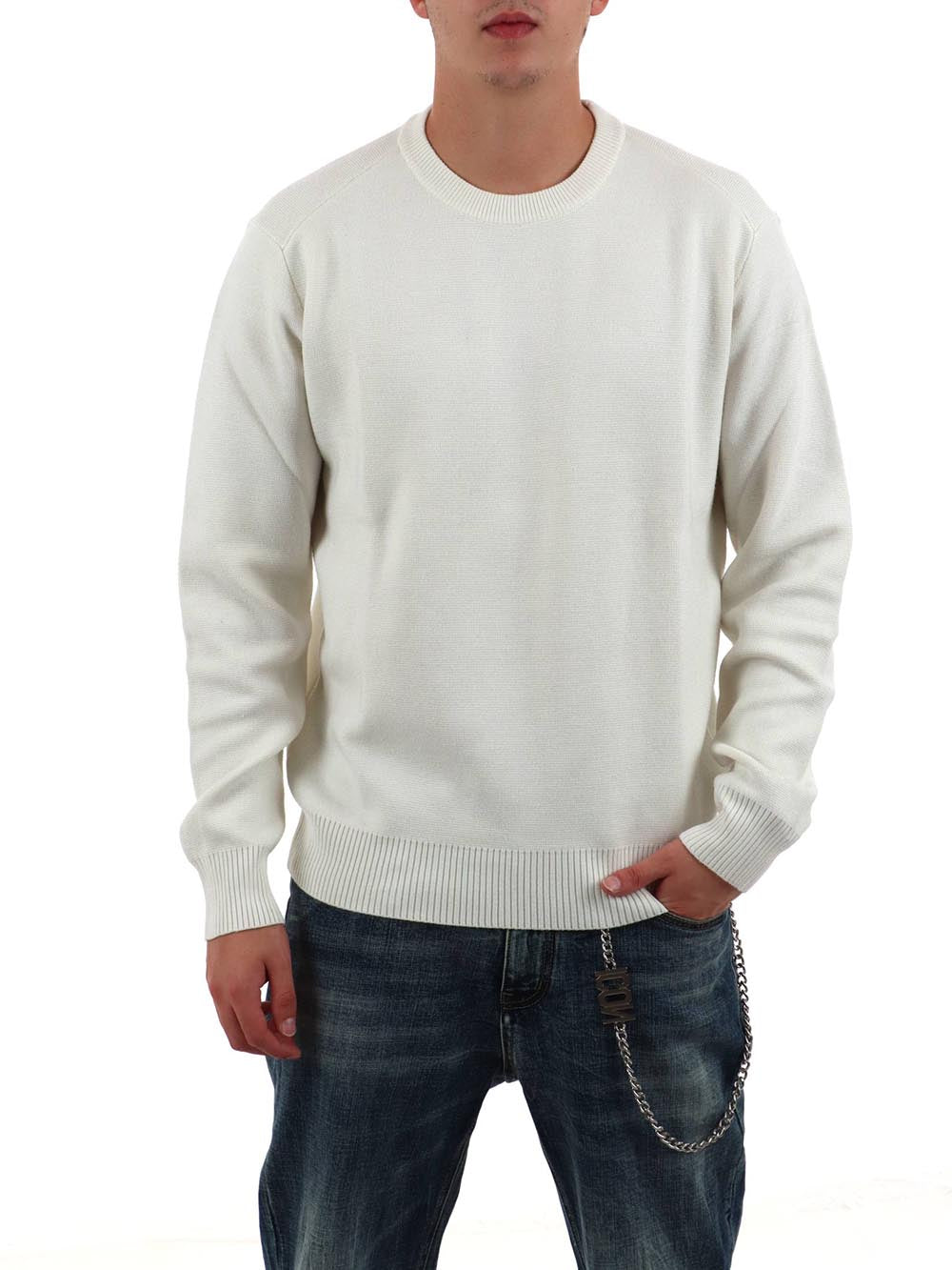 paricollo milano stitch f.12 YOS Maglia Uomo 6013226 Ecru
